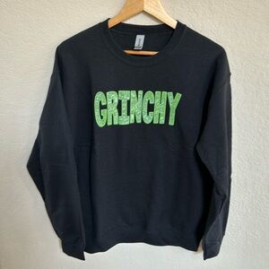 NWT Faux Sequin Crewneck Sweatshirt Grinchy Christmas Holiday